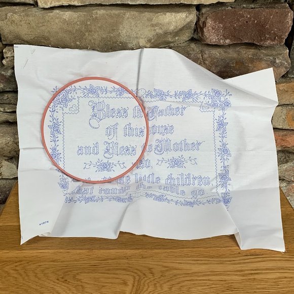 VTG Bucilla KIT Grace Cross Stitch Prayer Stamped Christian Family Stitchery - Picture 8 of 9